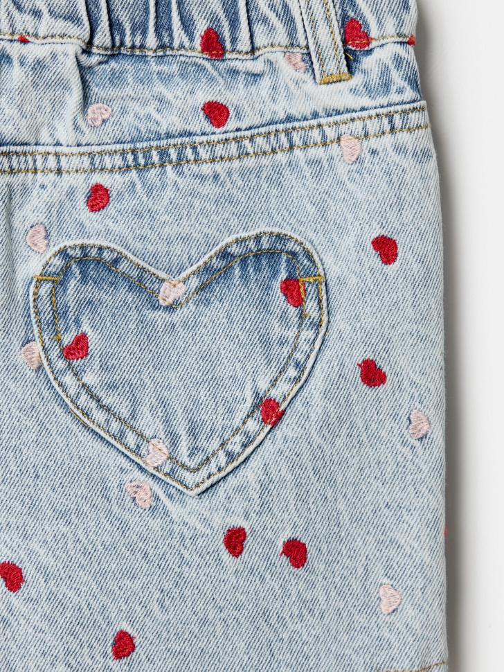 джинсовые шорты с вышивкой для девочек по цене 1799 руб вид справа