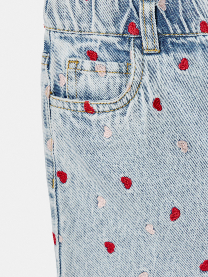 джинсовые шорты с вышивкой для девочек из россии вид сбоку