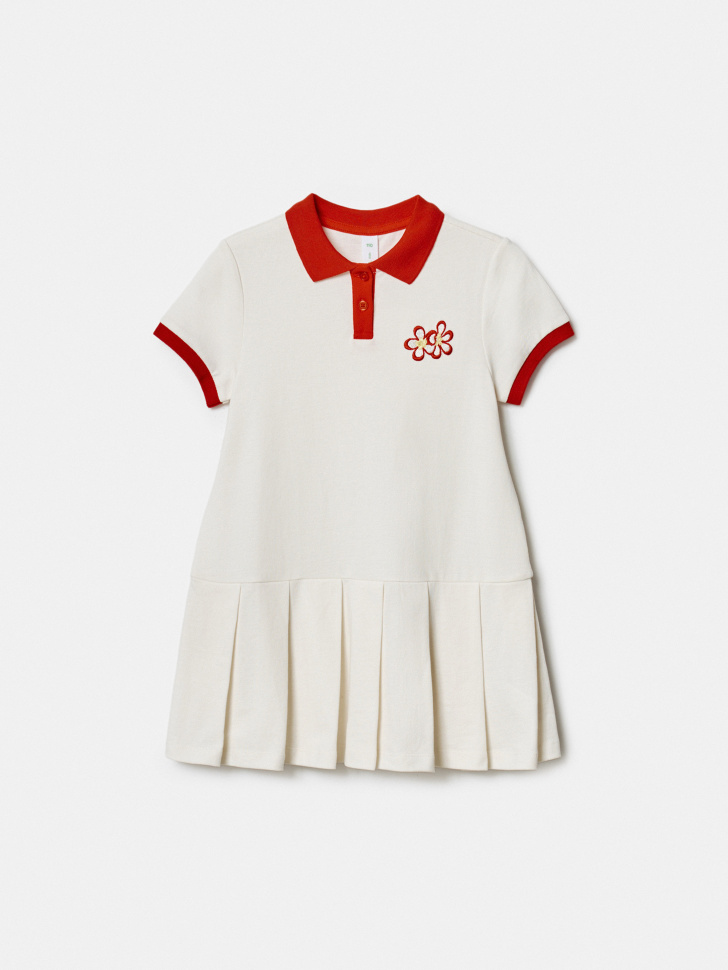 Платье-поло Sela для девочек, белый, арт. 49569