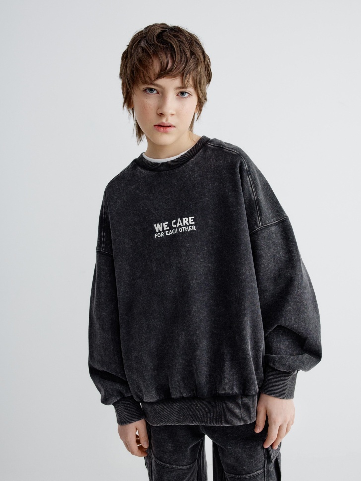 Свитшот SELA ART PEOPLE с Angry Brothers, серый, арт. 45407