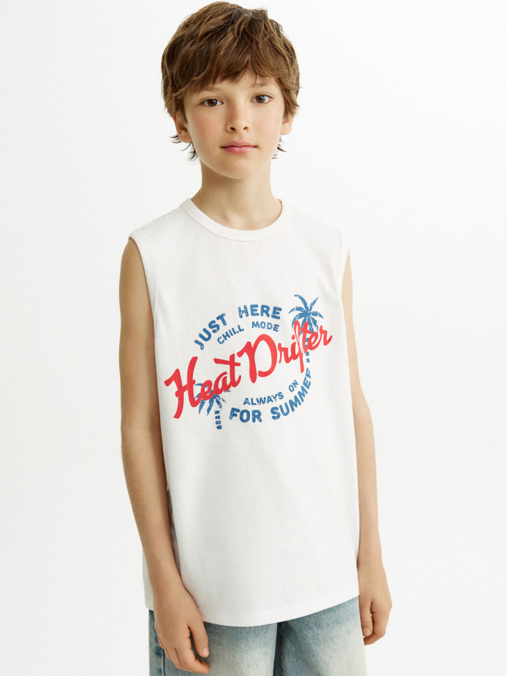 майка с принтом для мальчиков из хлопка спереди