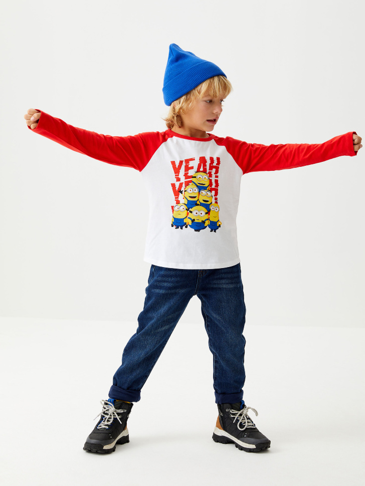 Утепленные джинсы на резинке для мальчиков (синий, 98/ 3-4 YEARS)