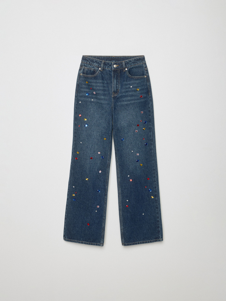 джинсы straight с декором из камней 4610517373298 по низкой цене