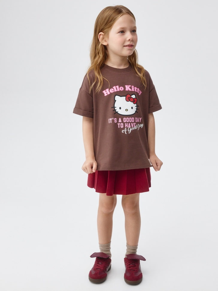 Футболка с принтом Hello Kitty для девочек. Фото №2