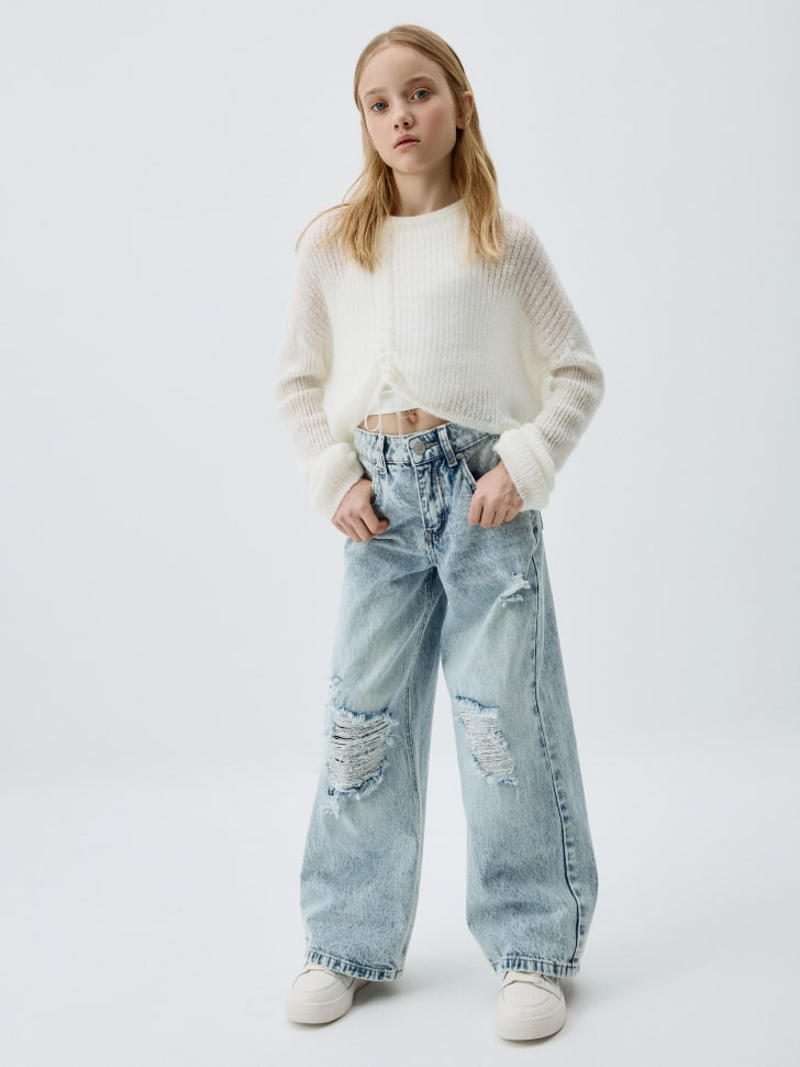 Рваные джинсы WIDE LEG для девочек