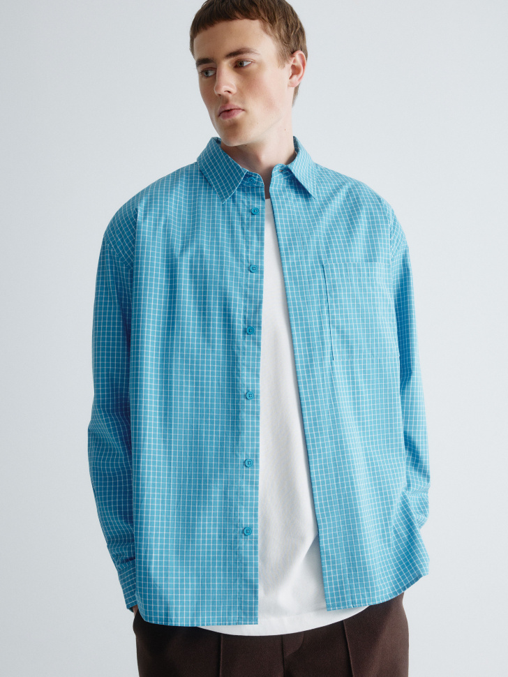 хлопковая рубашка в клетку 4610517129987 фотография