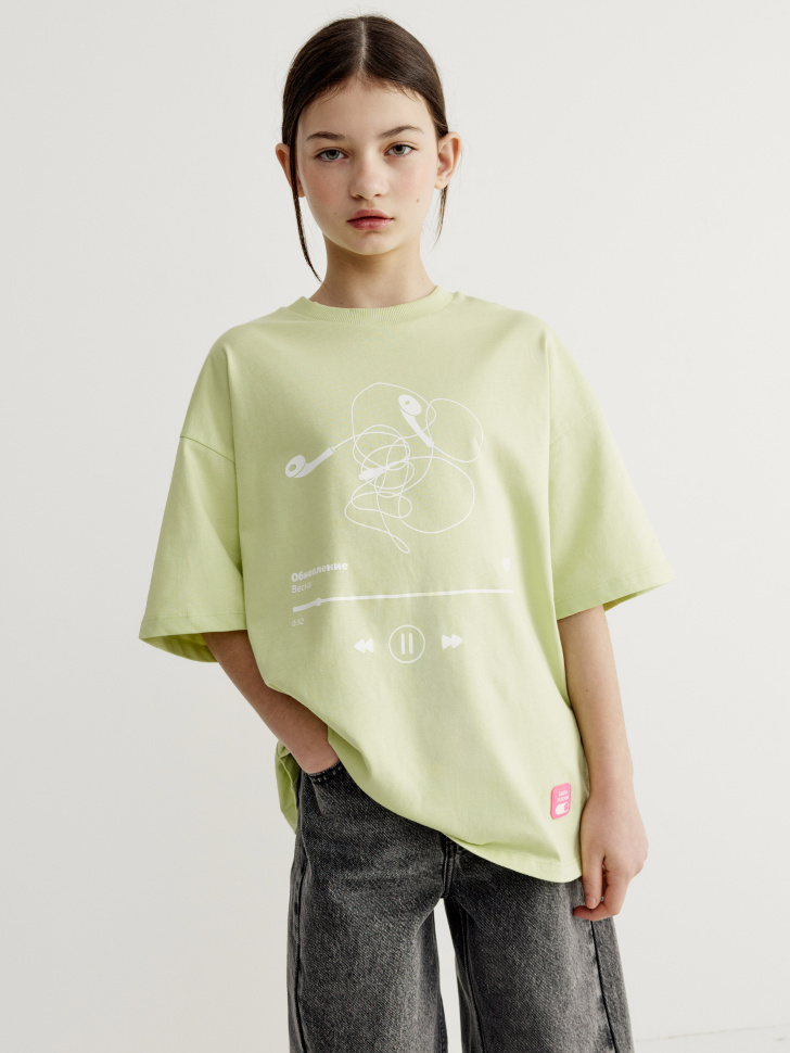 Футболка оверсайз с принтом для девочек 1199₽