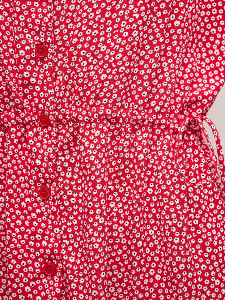 Вискозное платье с кулиской на талии (красный, XS) sela 4680129859305 - фото 4