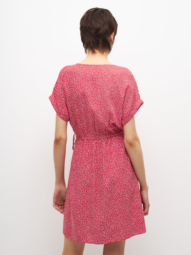 Вискозное платье с кулиской на талии (красный, XS) sela 4680129859305 - фото 5