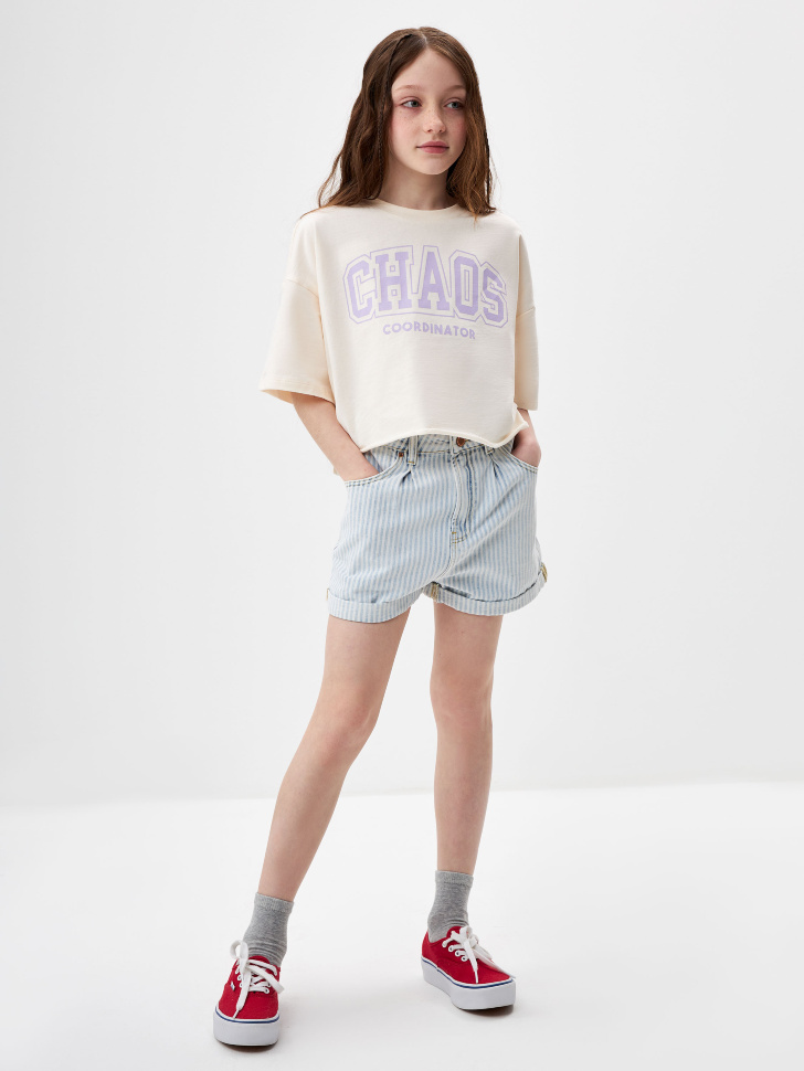 

Джинсовые шорты в полоску для девочек