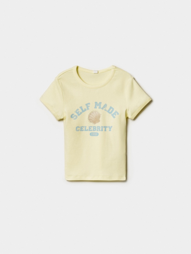 Облегающая футболка SELA с принтом для девочек, желтый, арт. 42834