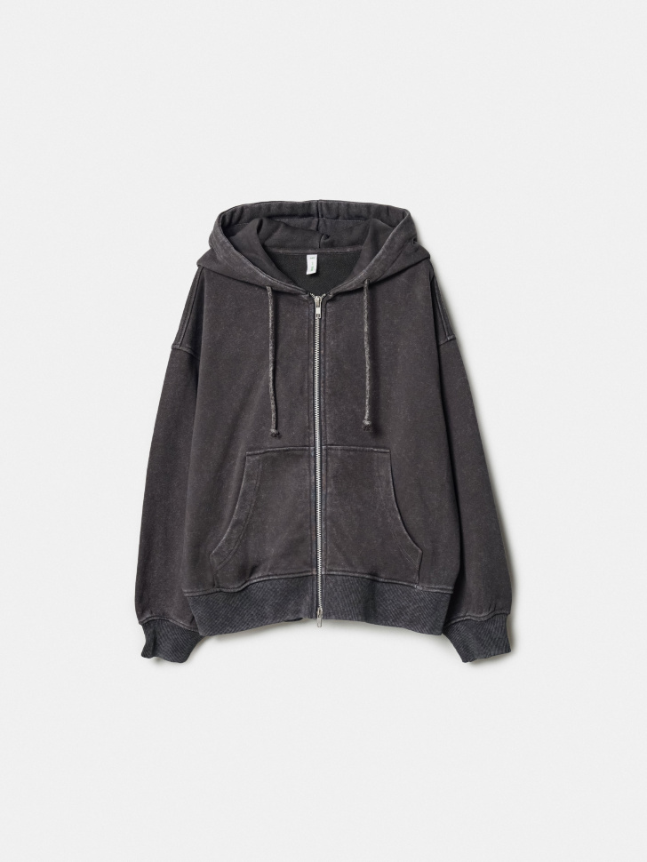 Толстовка оверсайз Sela с эффектом кислотной стирки, серый, арт. 45040