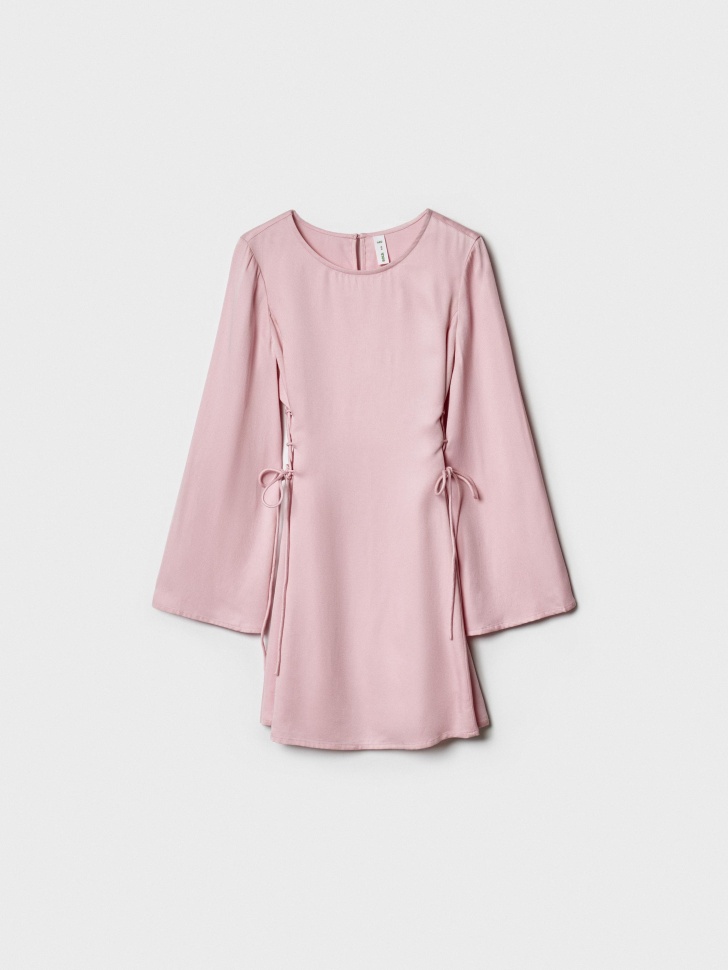 Платье Sela из сатиновой вискозы со шнуровкой для девочек, розовый, арт. 42210