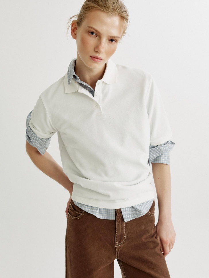 Базовое поло Sela с коротким рукавом, белый, арт. 41987