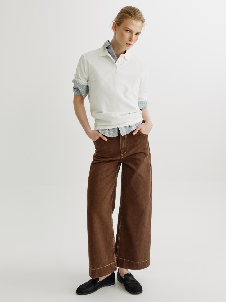 базовое поло с коротким рукавом от бренда sela вид слева