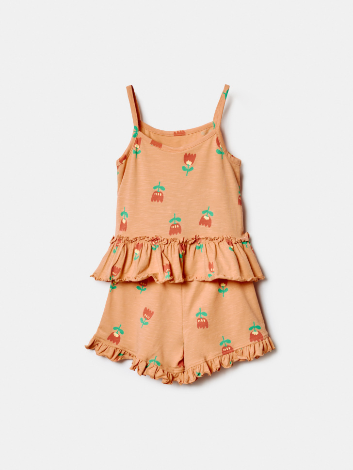 набор из топа и шорт для девочек от бренда sela вид слева