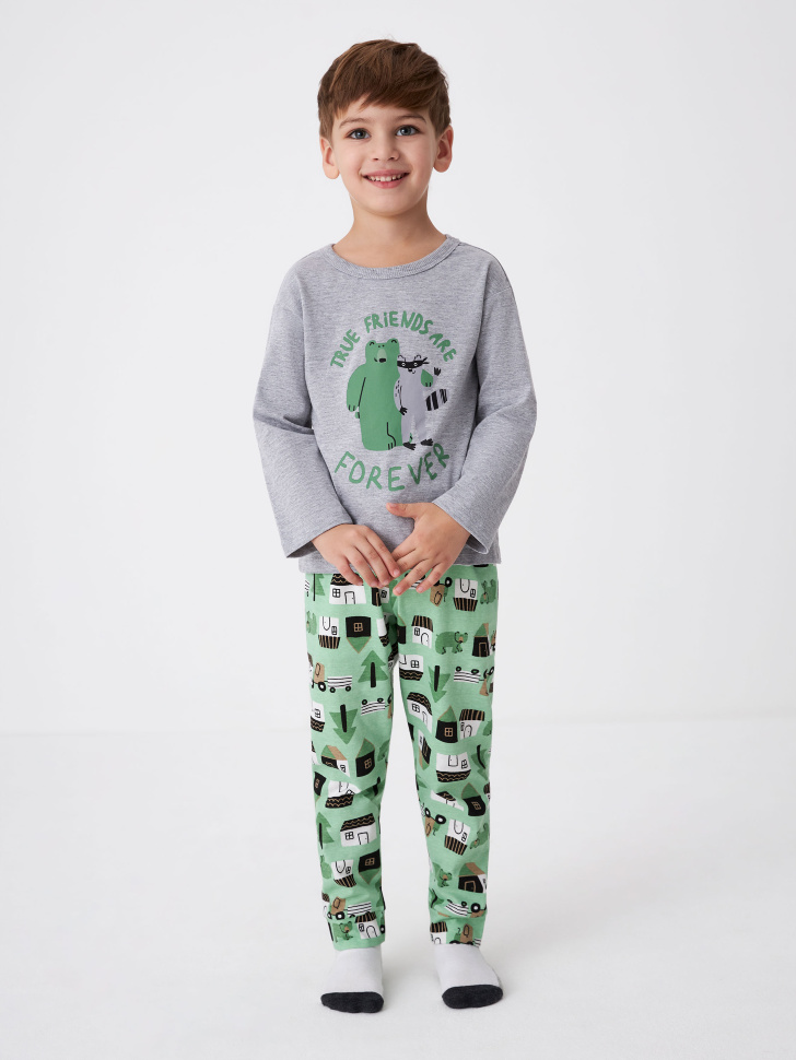 Трикотажная пижама с принтом для мальчиков (принт, 104-110)