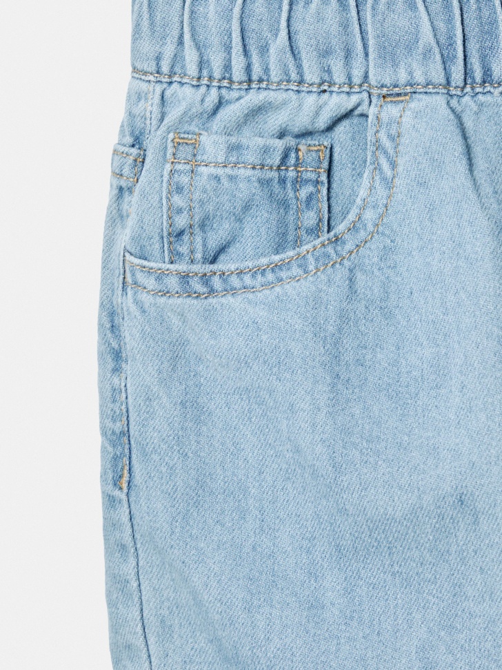 джинсовые шорты на резинке для девочек из россии вид сбоку