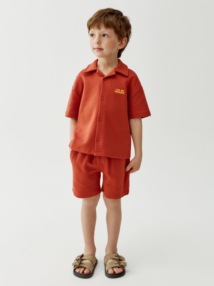 Шорты Sela из фактурного трикотажа, красный, арт. 52745