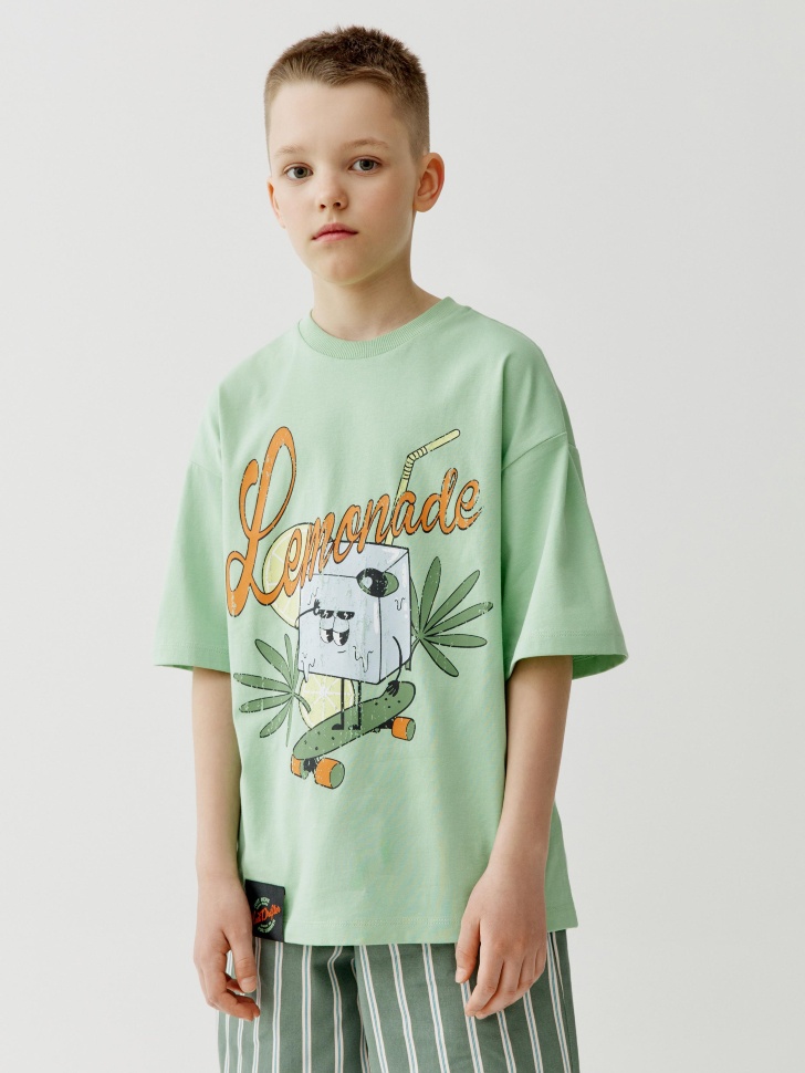 

Футболка оверсайз с принтом для мальчиков, SL6805070207