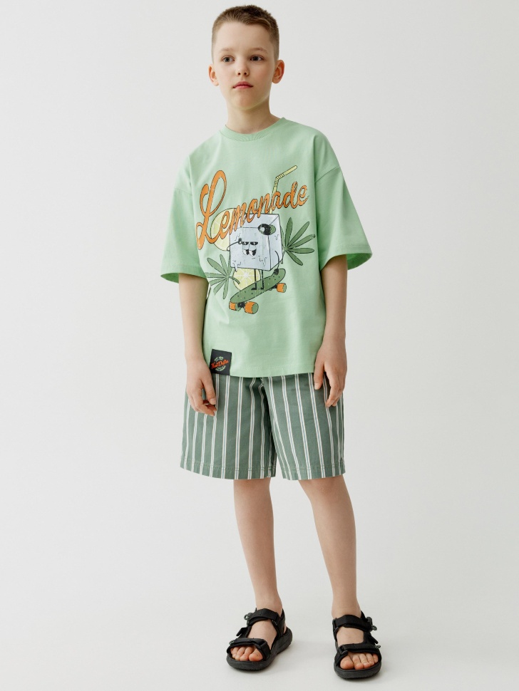 футболка оверсайз с принтом для мальчиков от бренда sela вид слева