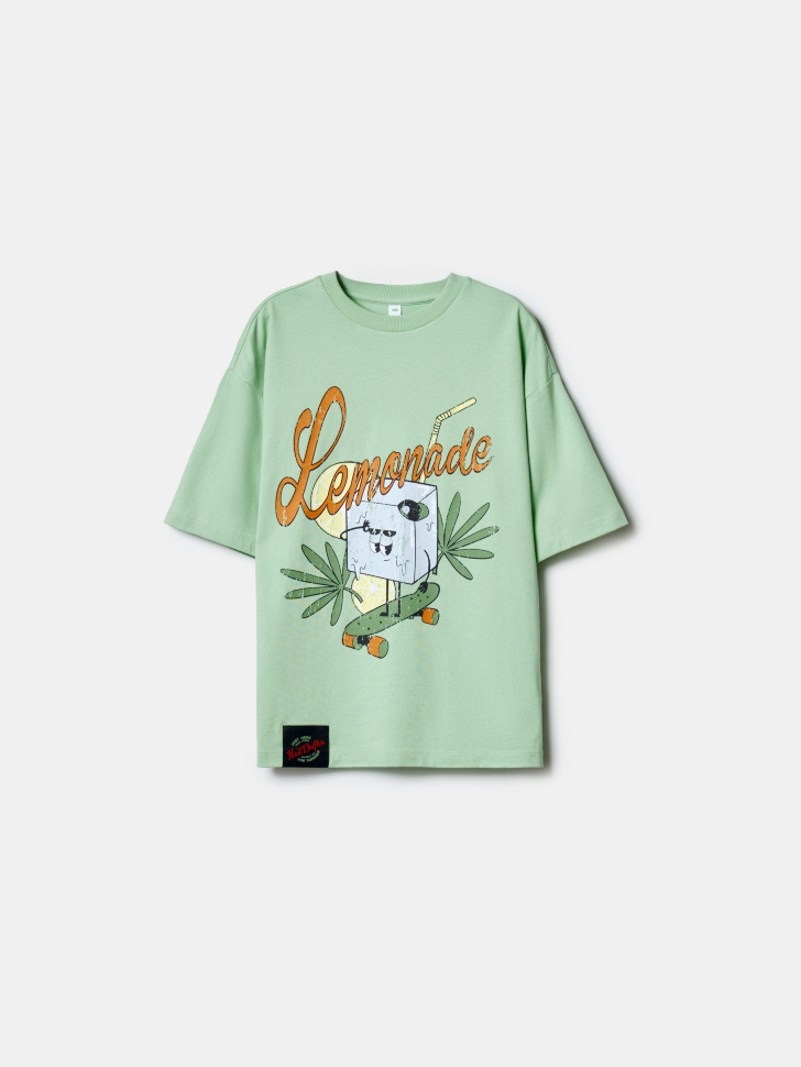 футболка оверсайз с принтом для мальчиков по цене 1299 руб вид справа