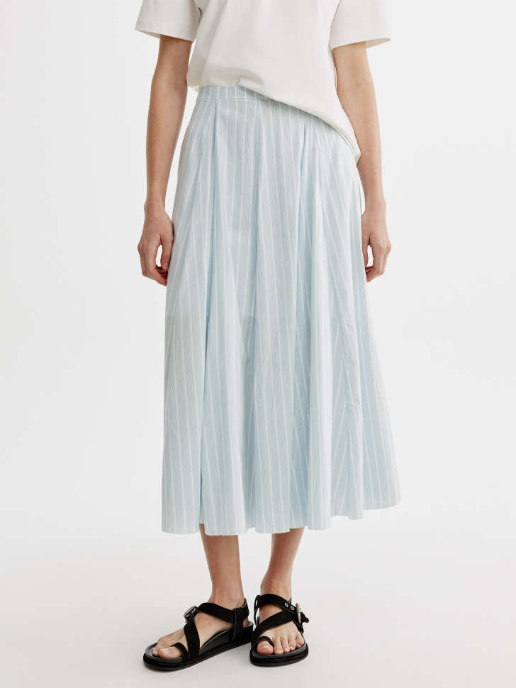 юбка миди с клиньями из хлопка и вискозы от бренда sela вид слева