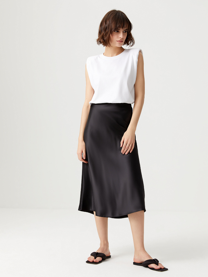 

Сатиновая юбка миди, Черный