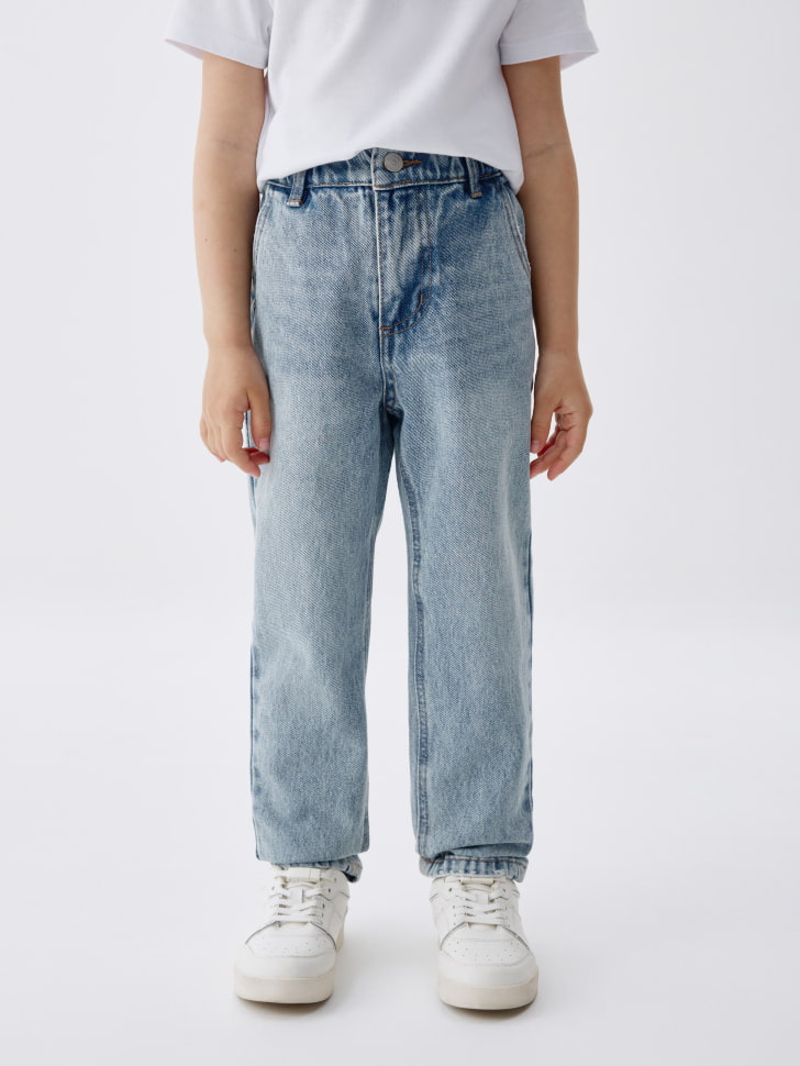 Джинсы Mom fit на резинке для девочек