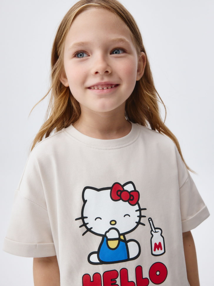 Футболка с принтом Hello Kitty для девочек