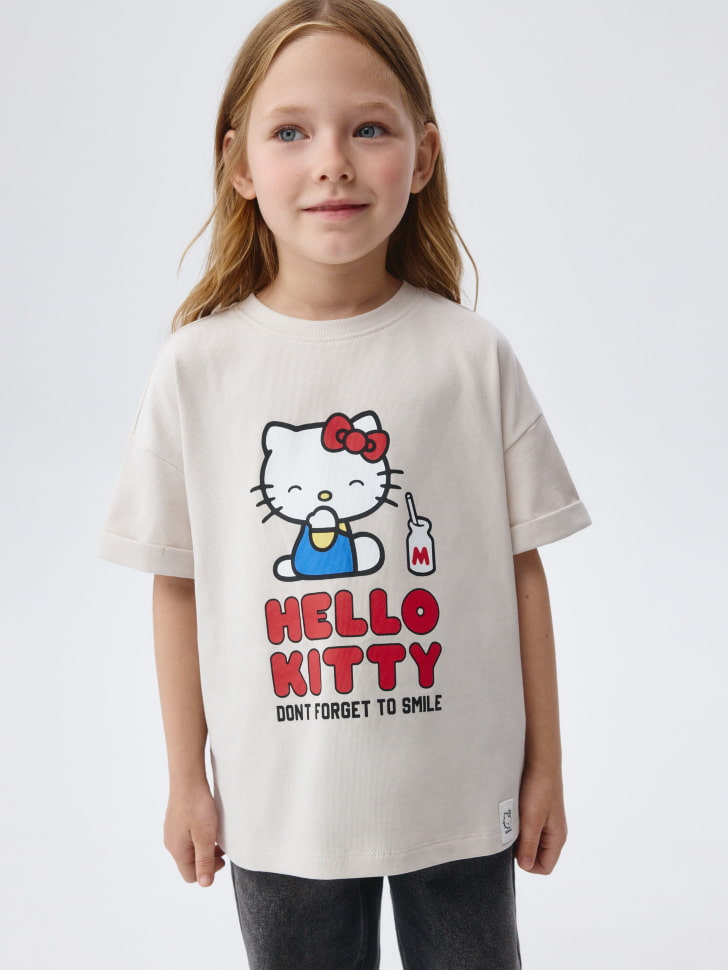 Футболка с принтом Hello Kitty для девочек. Фото №5