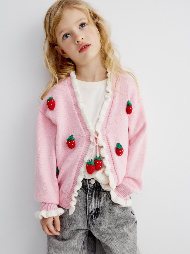 кардиган с аппликацией для девочек 4610517180704 фотография