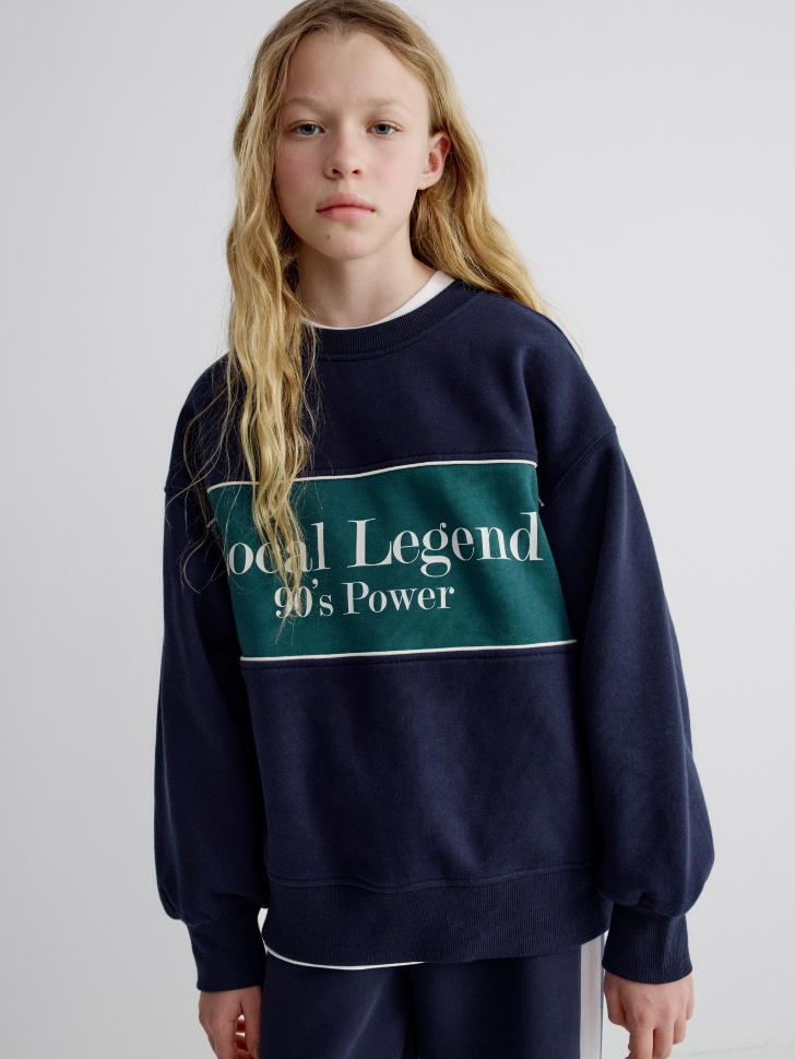 Свитшот Sela с принтом, синий, арт. 33722