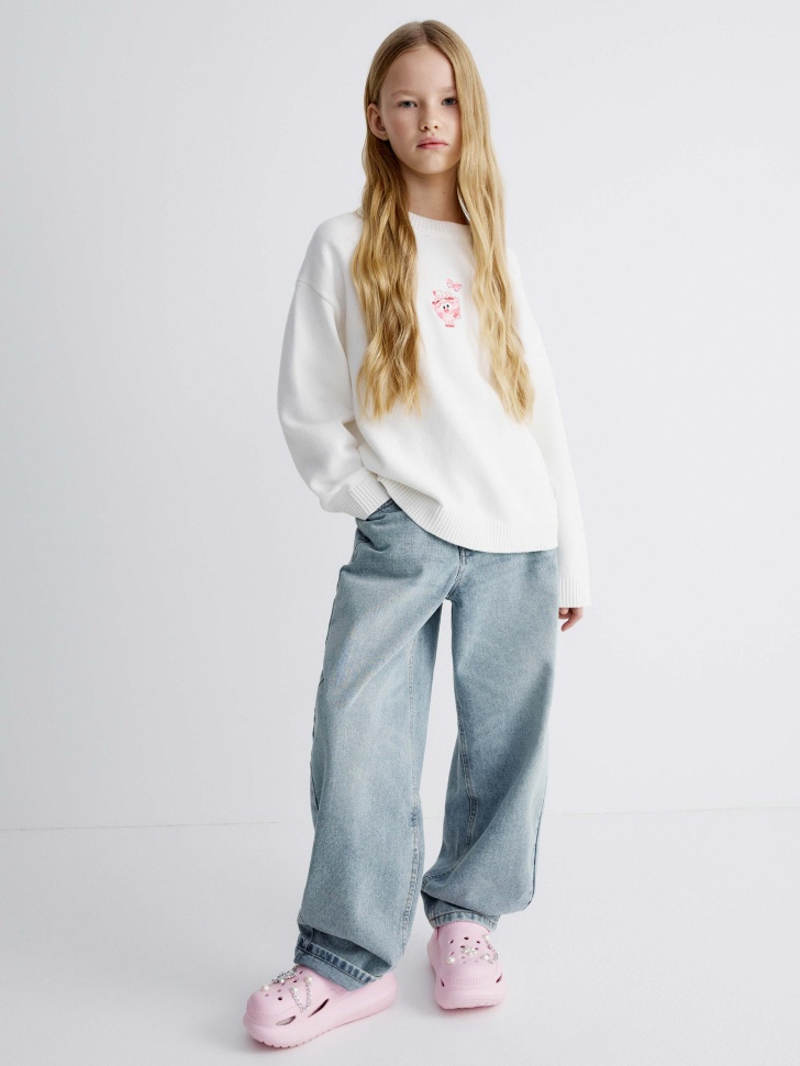 вязаный джемпер для девочек  x смешарики от бренда sela вид слева