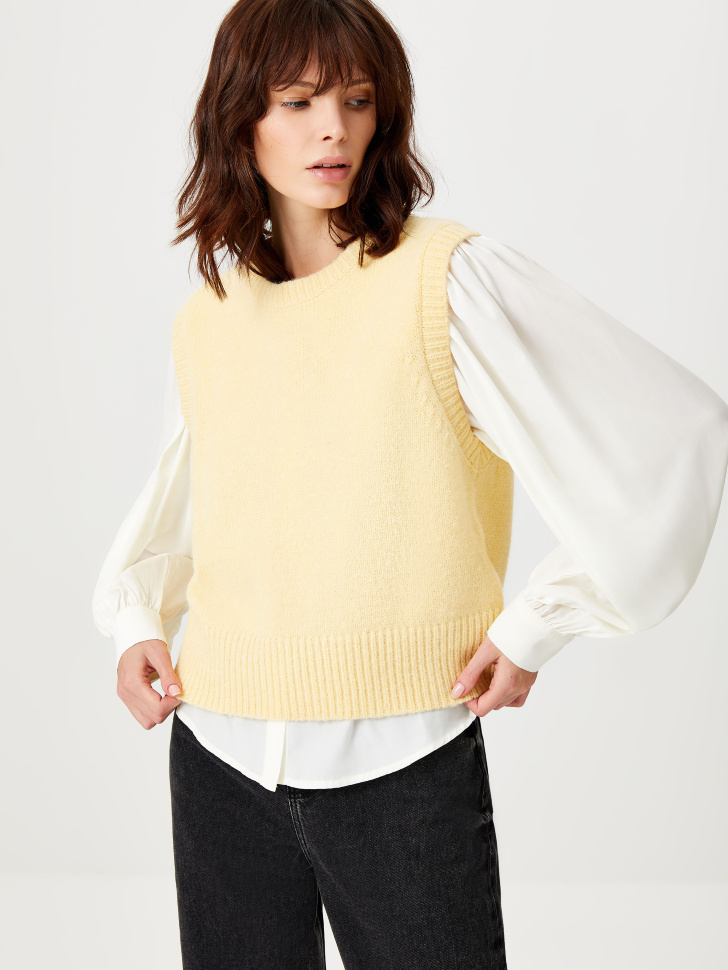 

Вязаный жилет, Желтый