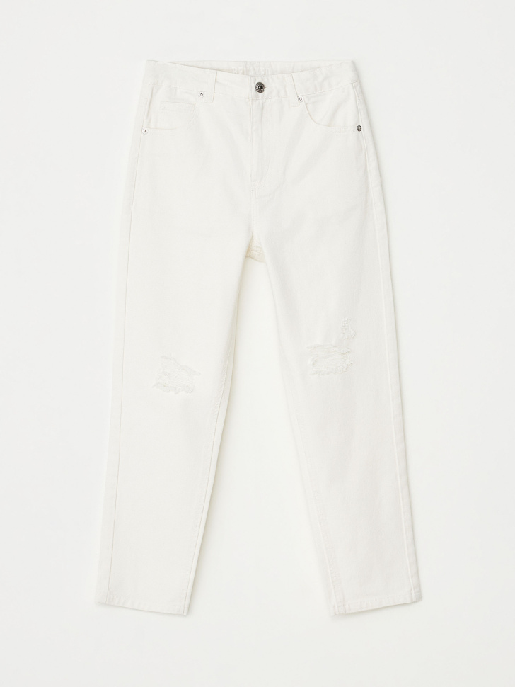 Рваные джинсы для мальчиков (белый, 152)