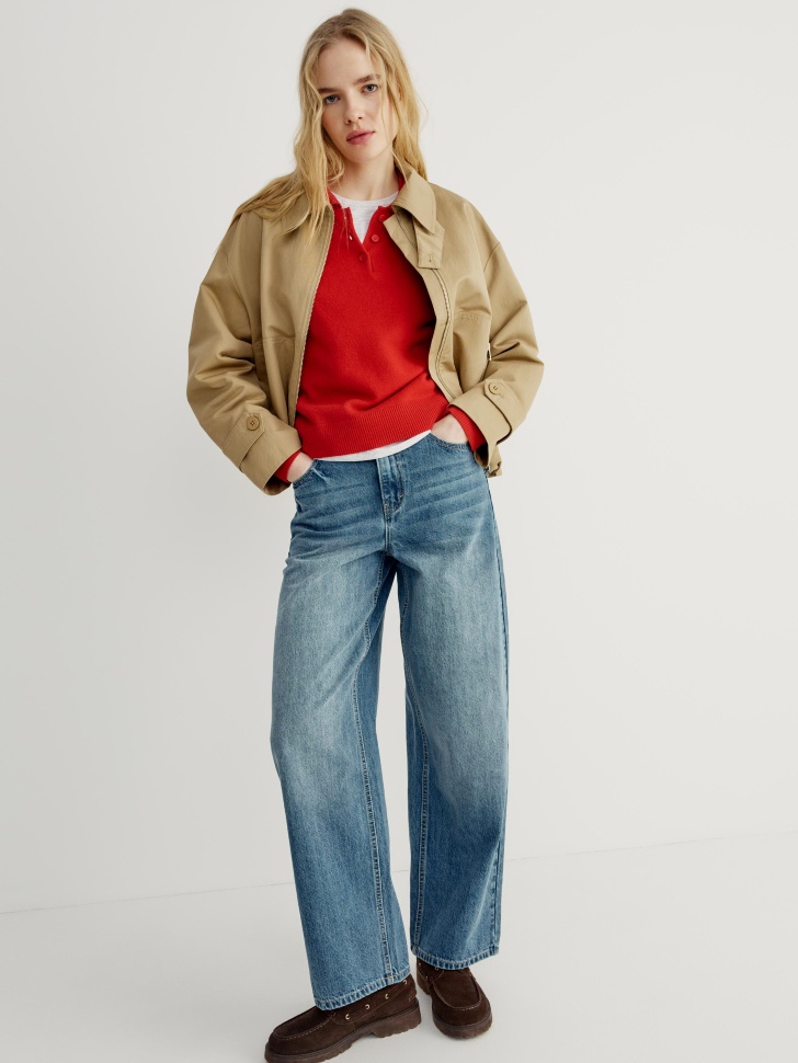 джемпер-поло из 100% шерсти от бренда sela вид слева