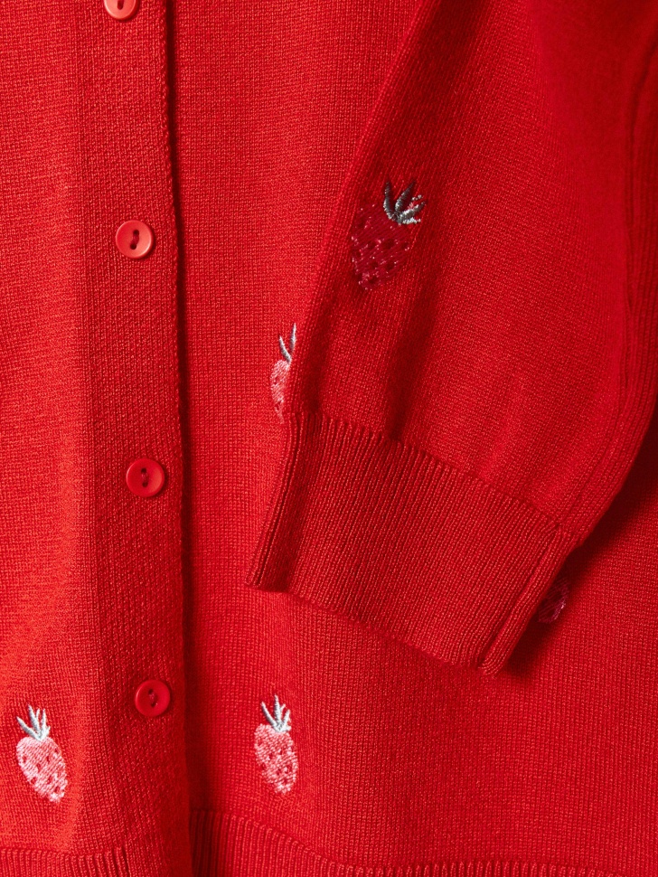 кардиган с вышивкой для девочек из вискозы спереди