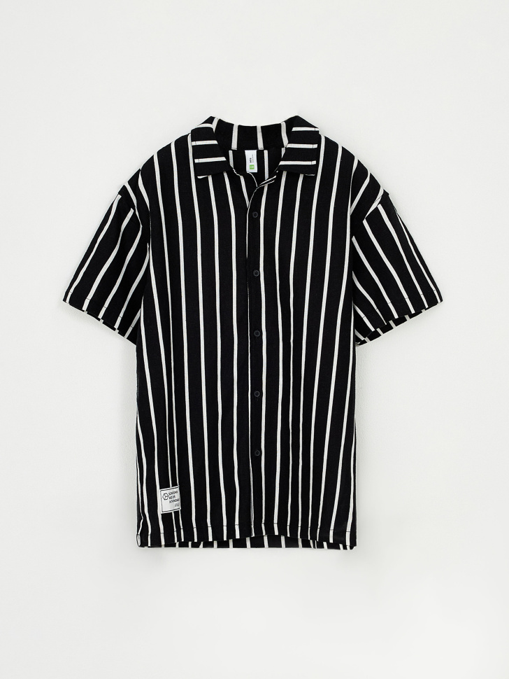 Рубашка из смесового льна для мальчиков (черный, 152)
