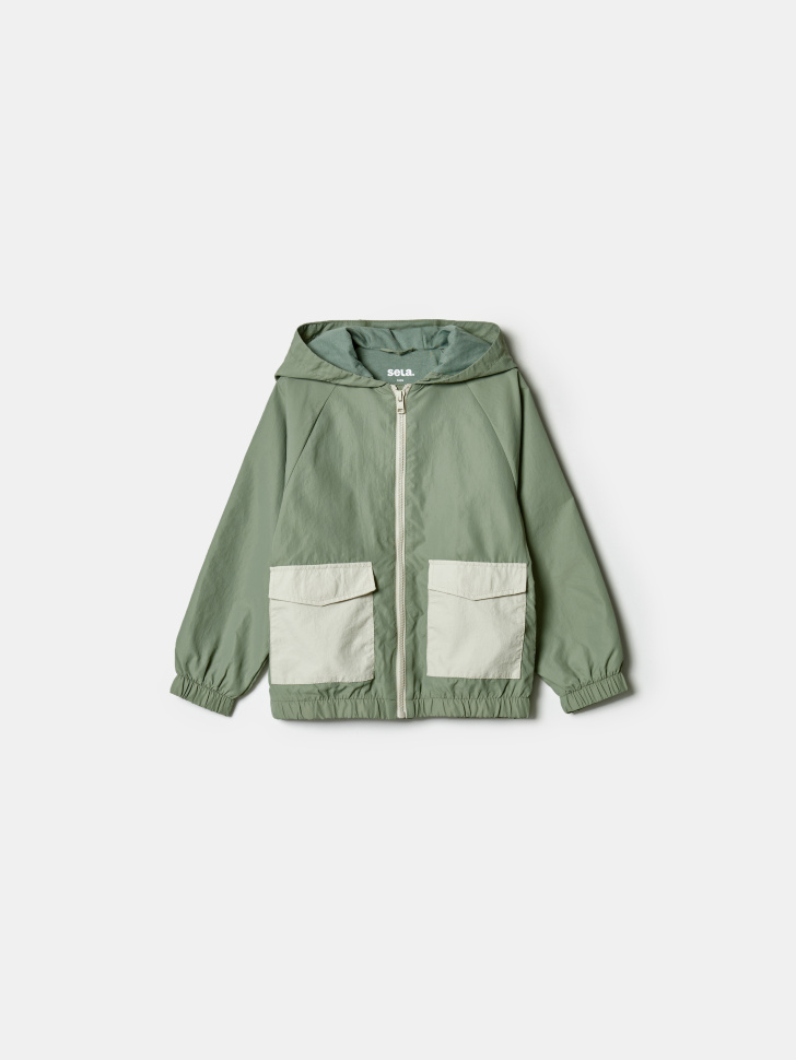 Детская ветровка SELA с капюшоном, хаки, арт. 43391
