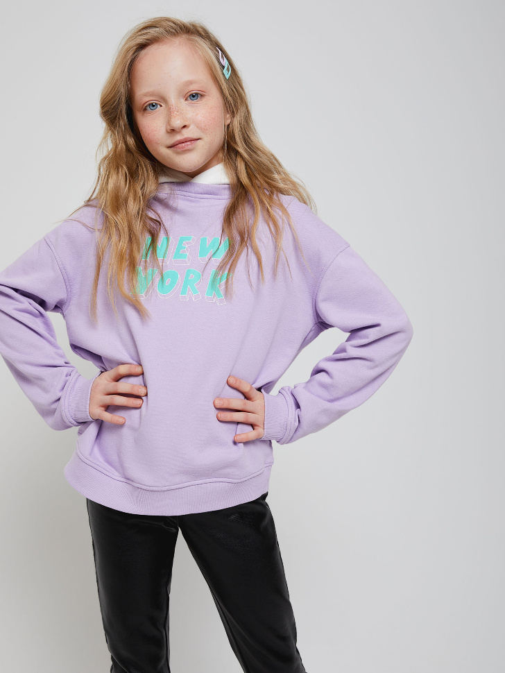 

Худи с принтом для девочек, Сиреневый