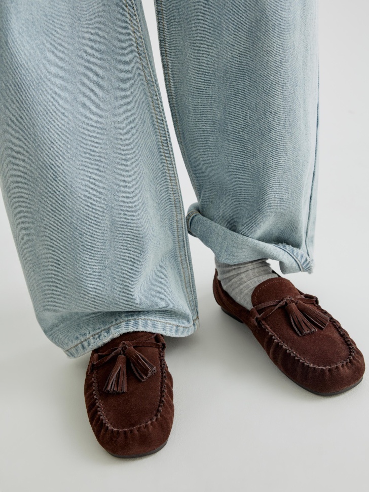 Лоферы Sela с кисточками из замши, коричневый, арт. 42952