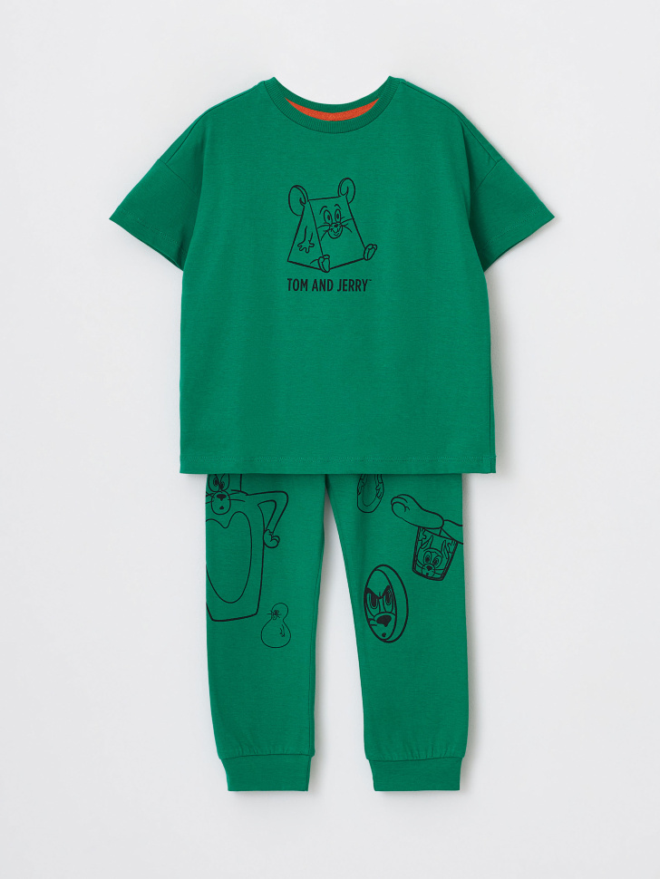 Пижама с принтом Tom and Jerry для мальчиков (зеленый, 92-98)