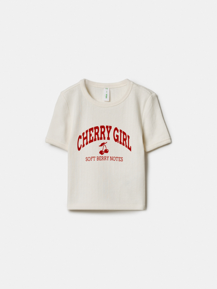 Укороченная футболка Sela с принтом, белый, арт. 49886