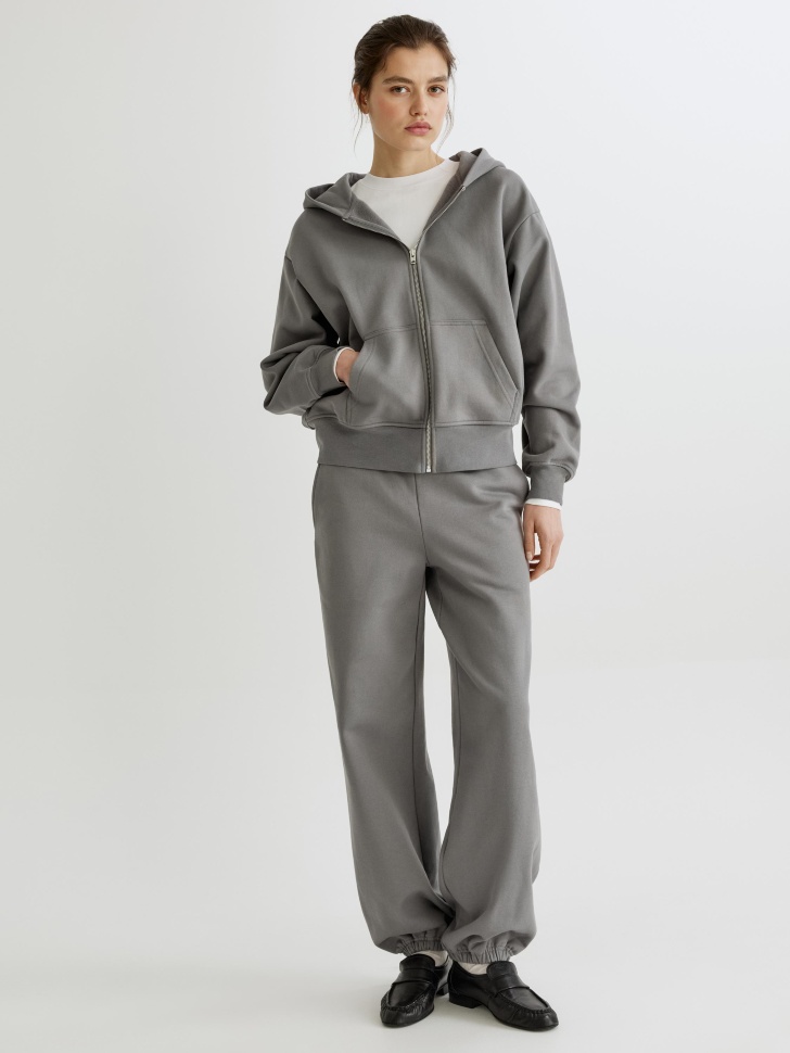 зип-худи из футера от бренда sela вид слева