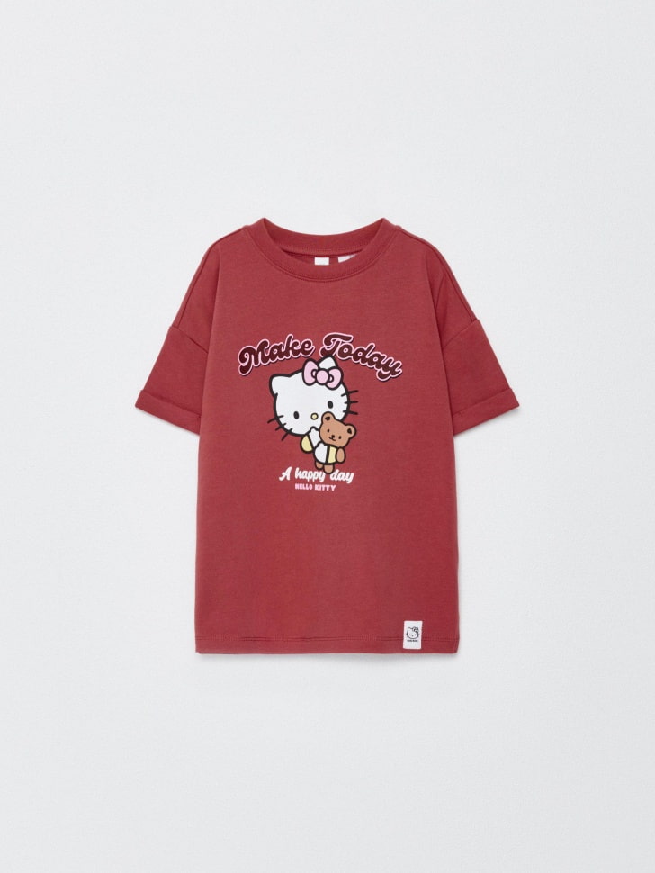Футболка с принтом Hello Kitty для девочек. Фото №4