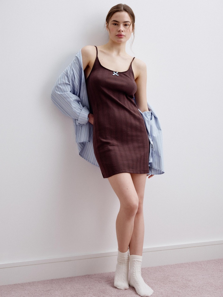 домашняя сорочка из трикотажа с рельефным узором 4610517329141 по распродаже