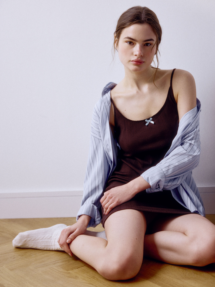 домашняя сорочка из трикотажа с рельефным узором 4610517329141 фотография