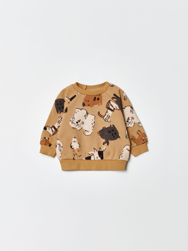 Утепленный свитшот SELA с принтом для малышей, бежевый, арт. 35629