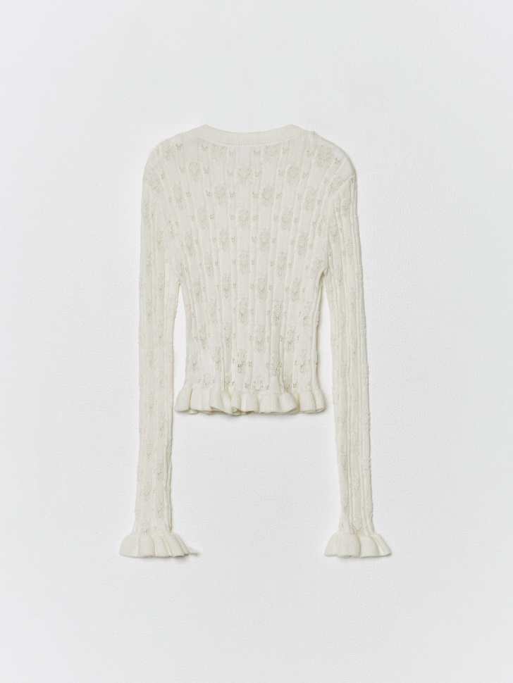 ажурный кардиган с декором для девочек от бренда sela вид слева